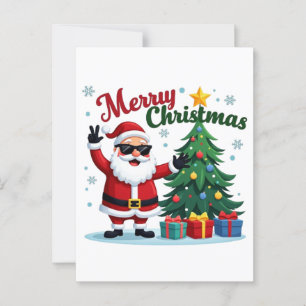 Merry Christmas Santa & Tree Design Postcard