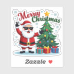 Merry Christmas  | Santa & Tree Design Sticker<br><div class="desc">Celebrate the holidays in style with this fun and festive Merry Christmas T-Shirt! Featuring a joyful Santa Claus and a beautifully decorated Christmas tree, this holiday shirt is perfect for kids, adults, and anyone who loves Christmas magic. Ideal for holiday parties, Christmas morning photos, or as a thoughtful gift for...</div>