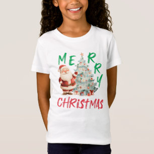 Merry Christmas Santa Tree Design T-Shirt
