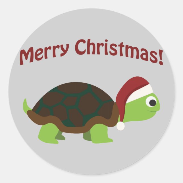 Merry Christmas! Santa Turtle Classic Round Sticker (Front)