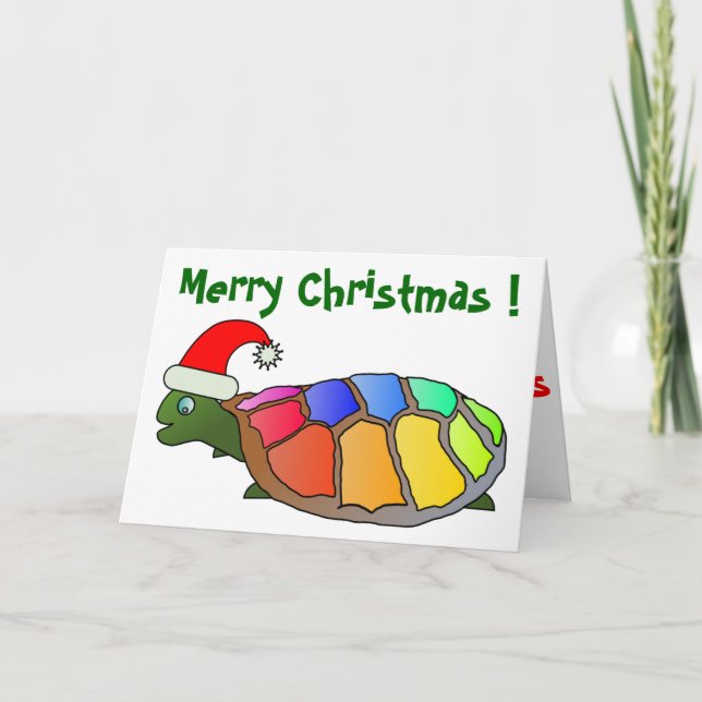 "MERRY CHRISTMAS" SANTA TURTLE HOLIDAY CARD (Front)
