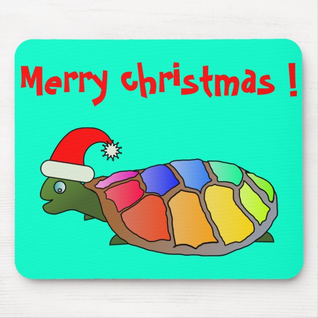 "MERRY CHRISTMAS" SANTA TURTLE MOUSE PAD (Front)