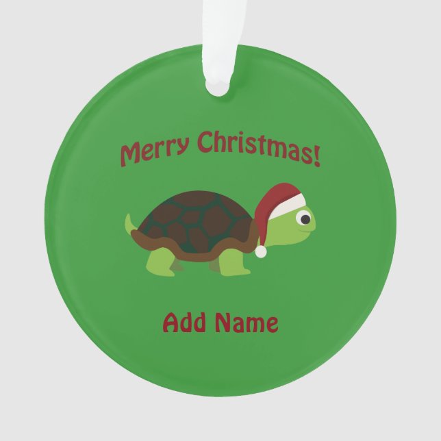 Merry Christmas! Santa Turtle Ornament (Front)