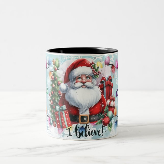 Merry Christmas Santa  Two-Tone Coffee Mug (Center)