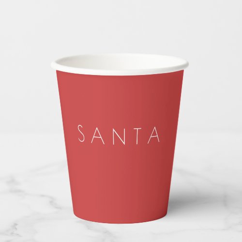 Merry Christmas Santa White Red Modern Minimal Paper Cups
