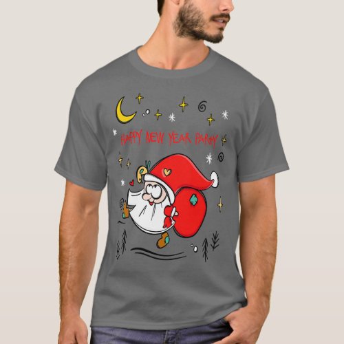 Merry Christmas Santa with bag funny bearded with  T_Shirt