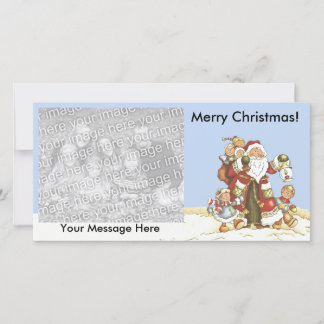 Merry Christmas Santa With Kids Snow Lantern Holiday Card