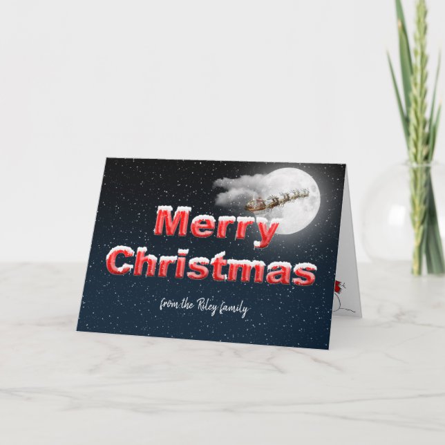 Merry Christmas Santa with reindeer Holiday Card (Front)