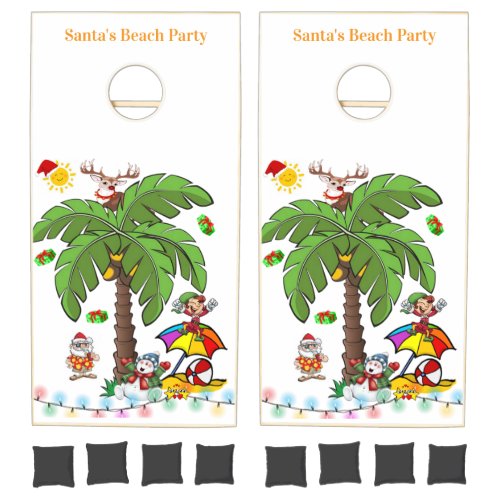 Merry Christmas Santa's Beach Party Cornhole Set