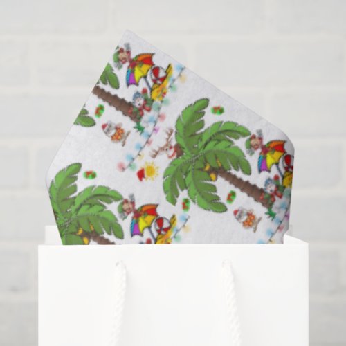 Merry Christmas Santa's Beach Party Tissue Paper