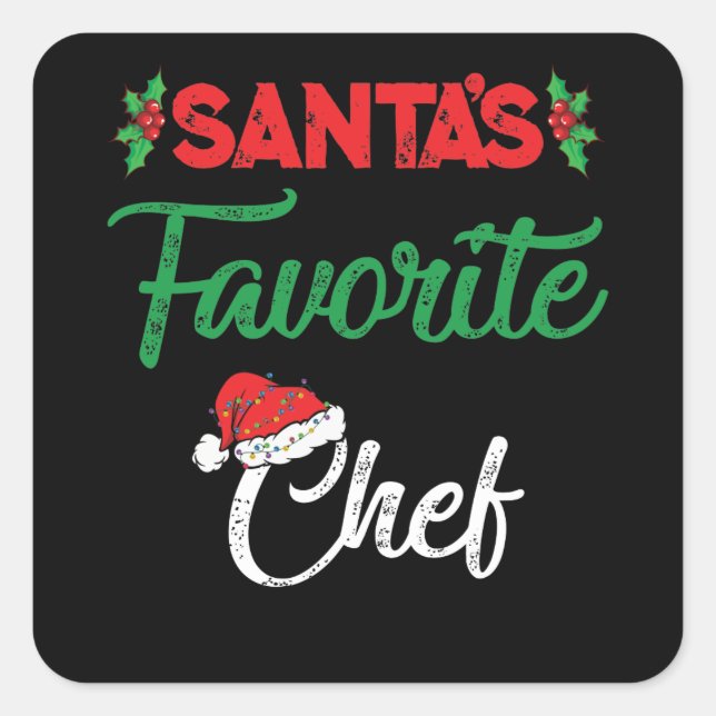 Merry Christmas Santa's Favorite Chef Christmas Square Sticker (Front)