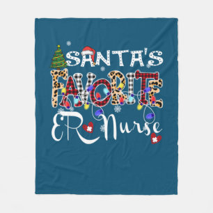 Merry Christmas Santa's Favorite ER Nurse Xmas Fleece Blanket