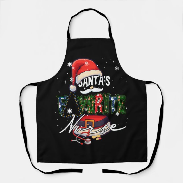 Merry Christmas Santa's Favorite Nurse Midwife Xma Apron (Front)