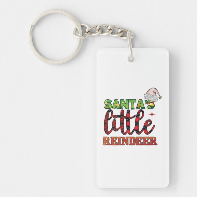 Merry Christmas Santas Little Reindeer Keychain (Front)