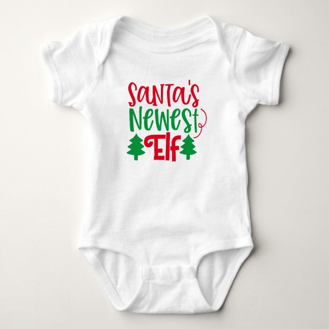 MERRY CHRISTMAS | Santa's Newest Elf Baby Bodysuit (Front)