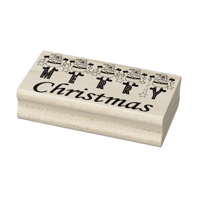 Merry Christmas Santas Rubber Stamp (Stamp)