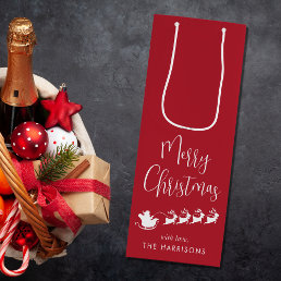 Merry Christmas Santas Sleigh Red Wine Gift Bag