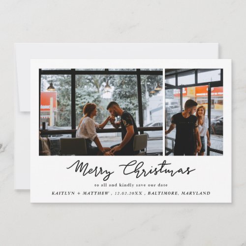 Merry Christmas  Save The Date  Script Elegant Holiday Card