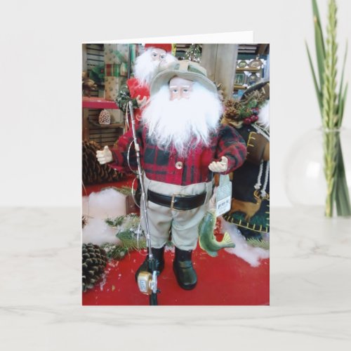 MERRY CHRISTMAS SAYS FISHERMAN SANTA HOLIDAY CARD