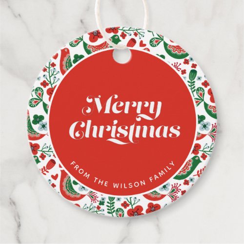 Merry Christmas _ Scandinavian Christmas Birds Favor Tags