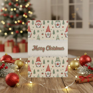 Merry Christmas Scandinavian Gnomes Holiday Card