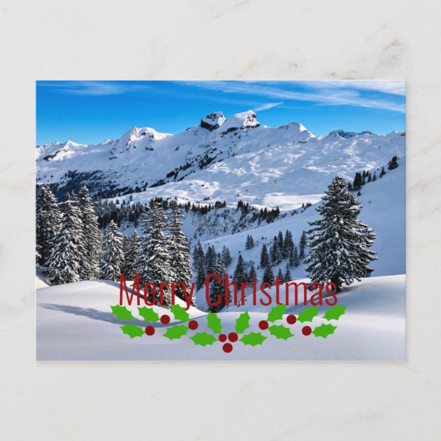 Merry Christmas - Scenic Foothills of the Alps Postcard (Front)