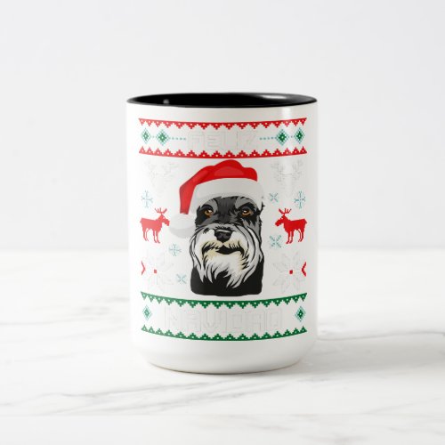 Merry Christmas Schnauzer  Miniature Sweet Dog Two_Tone Coffee Mug