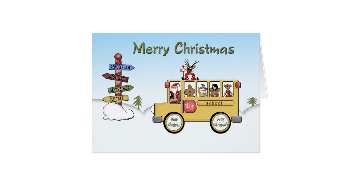 Merry Christmas School Bus Card
