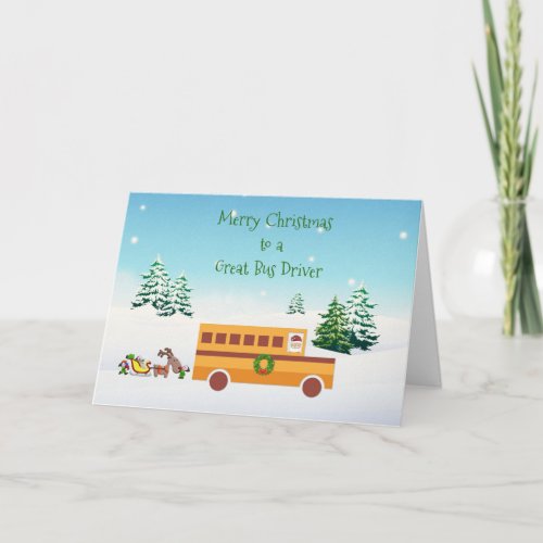 Merry Christmas School Bus Driver Holiday Card