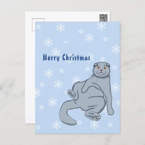 Merry Christmas Scottish cat Holiday Postcard