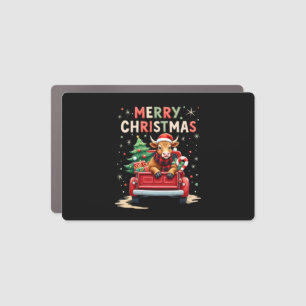 Merry Christmas Scottish Highland Cow Xmas Farm An Car Magnet