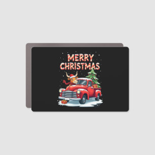 Merry Christmas Scottish Highland Cow Xmas Farm An Car Magnet
