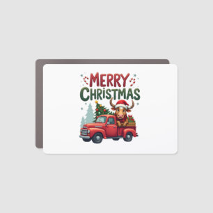 Merry Christmas Scottish Highland Cow Xmas Farm An Car Magnet