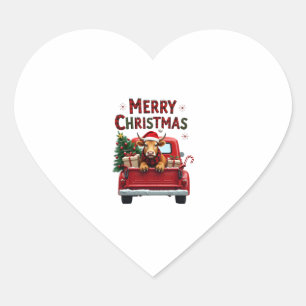 Merry Christmas Scottish Highland Cow Xmas Farm An Heart Sticker