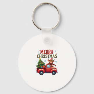 Merry Christmas Scottish Highland Cow Xmas Farm An Keychain
