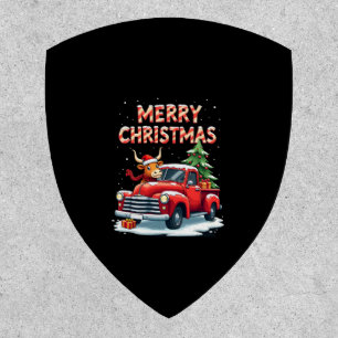 Merry Christmas Scottish Highland Cow Xmas Farm An Patch