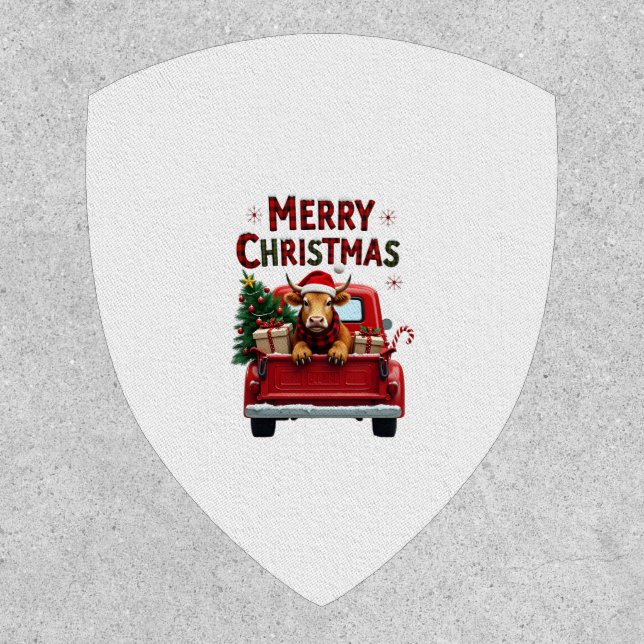 Merry Christmas Scottish Highland Cow Xmas Farm An Patch (Front)