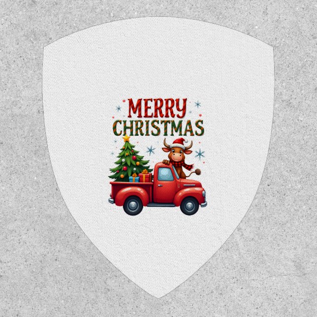 Merry Christmas Scottish Highland Cow Xmas Farm An Patch (Front)