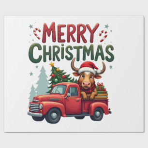 Merry Christmas Scottish Highland Cow Xmas Farm An Wrapping Paper