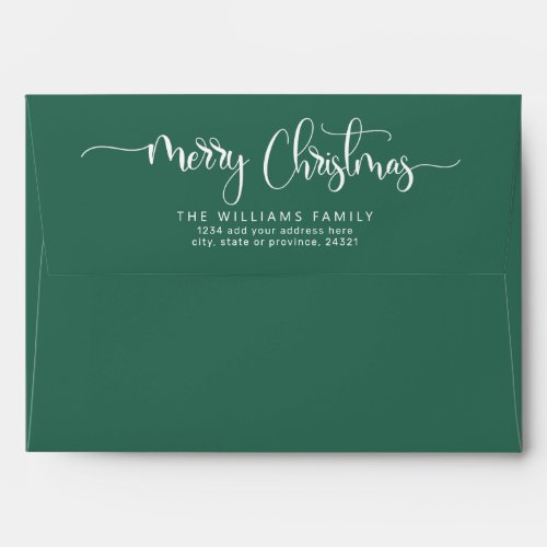 Merry Christmas Script and Greenery Holiday Envelope