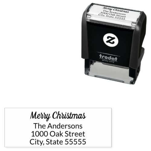 Merry Christmas Script and Return Address Template Self_inking Stamp