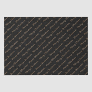 Merry Christmas Script Black and Gold Tissue Paper