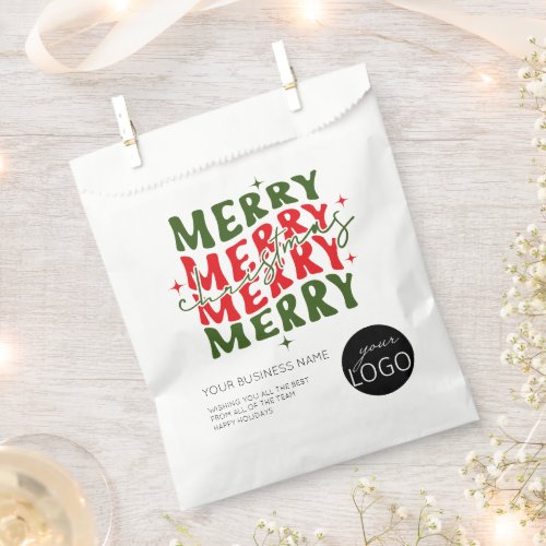 Merry Christmas Script Business Logo Favor Bag
