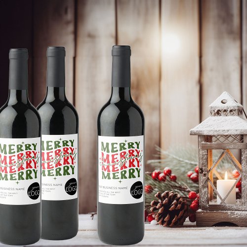 Merry Christmas Script Business Logo Gift Wine Label