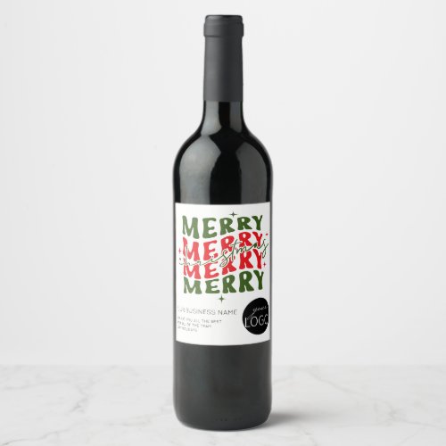 Merry Christmas Script Business Logo Gift Wine Label