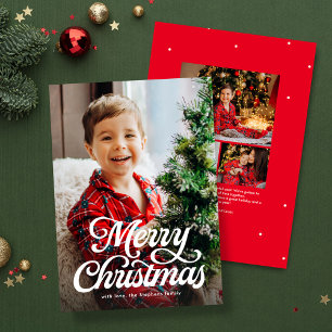 Merry Christmas script classic photo Holiday Card