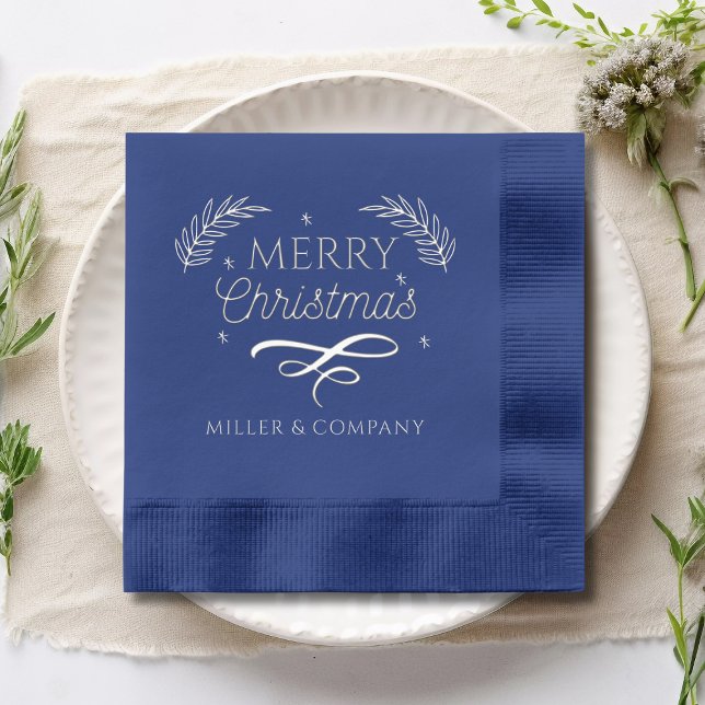 Merry Christmas Script Corporate Personalized Name Foil Napkins (Creator Uploaded)