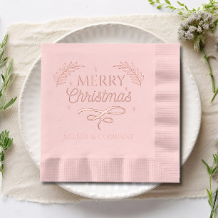 Merry Christmas Script Corporate Personalized Name Foil Napkins