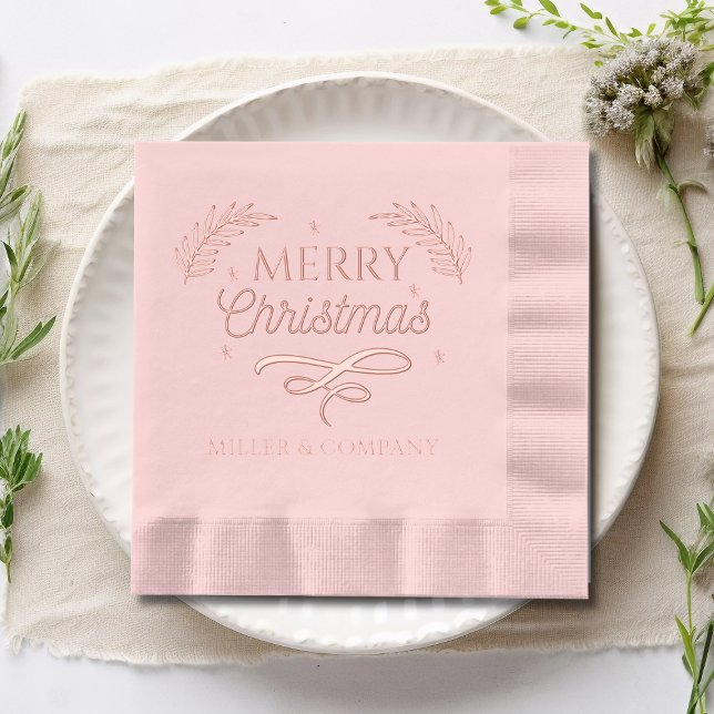 Merry Christmas Script Corporate Personalized Name Foil Napkins (Creator Uploaded)