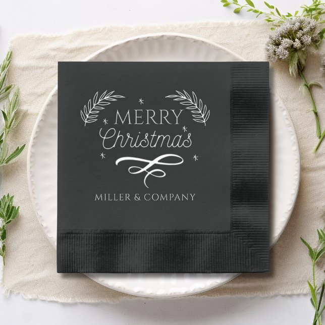Merry Christmas Script Corporate Personalized Name Foil Napkins (Creator Uploaded)